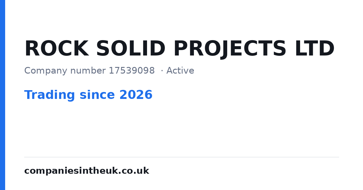 ROCK SOLID PROJECTS LTD, SN6 7DS : Companies House Number 17539098